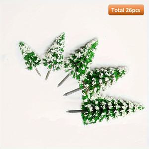 TEMU 1.9~4.9인치 사이의 26가지 시더 모델 나무, 5가지 사이즈의 서리 모델 나무, 크리스마스 및 겨울 장식용 조경 모델 나무.