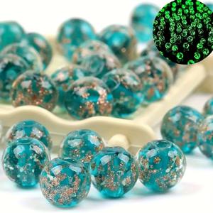 TEMU 30개입 8mm 야광 바다유리 구슬 DIY 액세서리 제작용, 야광 구형 스페이서, 공예, 팔찌, 목걸이, 귀걸이용 야광 구슬