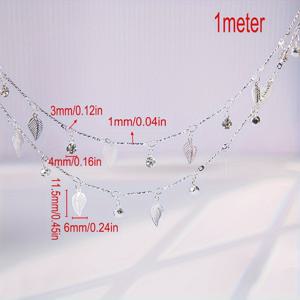 TEMU MINGXUAN 1미터 패션 잎 디자인 구리 체인 DIY 목걸이 장신구 만들기, 도금 없음, 비즈 디테일, 체인 유형, 재료 없음