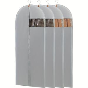 TEMU 4-팩 지퍼 잠금 장치가 있는 플라스틱 의류 보관 백 - 옷을 걸기 위한 65인치 투명 창 드레스 백, 가운, 여행 및 옷장 보관을 위한 접이식 긴 의류 보관 백