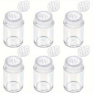 TEMU 6개/10개 미니 클리어 로스 파우더 자르 필터 및 뚜껑, 작은 여행 메이크업 글리터 아이섀도 컨테이너, 12홀 디스펜서, 메이크업 보관용 자르