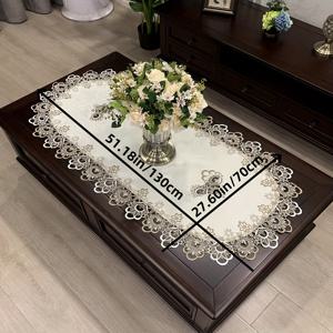 TEMU 1개 오벌 베이지 레이스 폴리에스터 테이블 플래그 | 섬세한 꽃무늬 자수 테이블보 | 우아하고 넉넉한 디자인, 품질 향상, 결혼식 파티, 가족 모임, 휴일 행사, 테이블 세팅, 축제 테이블 설정, 꽃 자수, 고급 텍스타일, 내구성 있는 원단, 스타일리시 테이블 액세서리, 장식용 테이블 러너, 이벤트 플래너, 홈 데코레이터