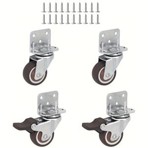 TEMU 중량 스틸 재질의 듀얼 잠금 장치가 있는 L자형 회전 캐스터 4개, 360도 회전하는 부드러운 고무 바퀴 특징, 가구, 의자 및 작업대에 적합 - 회전 캐스터 포함 (설치 나사 포함)