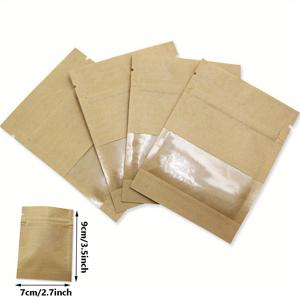 TEMU 100개 작은 재밀봉 가능 동전 봉투 가방, 투명 창문이 있는 갈색 크래프트 종이 봉투, 동전 보관 파티 선물 미미 샘플 가방
