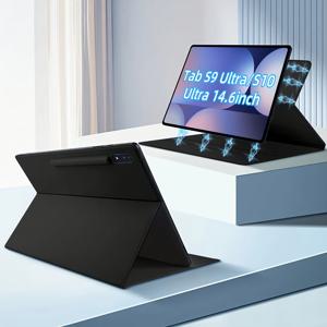 TEMU 갤럭시 S10 울트라 2024/ S9 울트라 2023 호환 슬림 케이스, 14.6인치 멀티앵글 커버, 포켓 자동 슬립/웨이크 기능, 자석 케이스