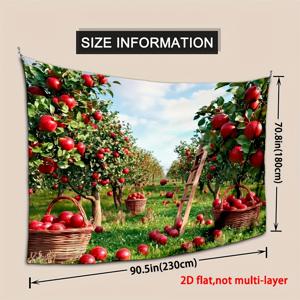 TEMU 1pc 수확 사과 가마니 배경, 폴리에스터 직물, 전기 필요 없음, 테일게이트 및 일반 모임에 이상적, 가정 장식 및 스튜디오 속장
