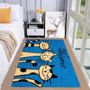 TEMU Jit1pc 두꺼운 1.1Cm 주방 매트, 파란색 고양이 패턴 프린트 바닥 매트, 두꺼운, 미끄럼 방지, 내마모성, 주방, 거실, 현관, 발코니 및 가정 장식에 적합