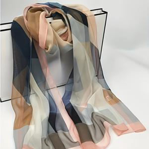 TEMU 여성용 패셔너블 롱 슬림 스카프, 프린트 디자인, 통기성 좋고 다용도로 사용 가능, 봄/가을 목 장식용. 여름 해변 숄, 실내 에어컨 랩, 여행용 헤드 스카프, 겨울 목 따뜻이 및 스카프 추가