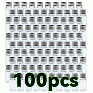 TEMU 100개 세트 0.34oz 투명 플라스틱 비알, 스크루 캡, 누출 방지, 부드러운 모서리, 재사용 가능, 향수 없는, 오일, 잉크, 색소, 아트 크래프트 보관에 이상적