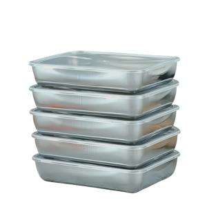 TEMU 투명 뚜껑이 있는 사각 스테인리스 스틸 용기 5개 세트 - 누수 방지, 쌓을 수 있음, 고기, 과일 및 채소 보관에 이상적, 밀폐 및 재사용 가능, 만두 및 원통에 적합 - 가정 및 O를 위한 훌륭한 주방 보관 솔루션