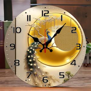 TEMU 1개 피로스터 보네이즈 레트로 아트 배경 시계 - 10인치 우드 베니어 라운드 무소음 벽시계 (건전지 미포함) - 거실, 침실, 주방용 - 홈 & 오피스 인테리어, 야외 파티 장식, 휴일 선물, 축제 분위기 액센트