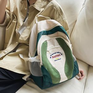 TEMU 2024 봄 여름 신상 남성용 대용량 여행 백팩 - 스타일리시 컬러블록 디자인, 