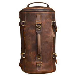 TEMU 1개 남성용 빈티지 풀그레인 가죽 백팩 - 일상 출퇴근, 여행에 적합한 소가죽 백팩, 북스, 노트북 및 기어용 러스틱 백팩