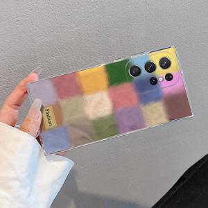 TEMU 휴대폰 케이스 - 격자 디자인의 투명 소프트 케이스, S25 Ultra, S24 시리즈, S23 시리즈, S22 시리즈, S21 FE, S20 시리즈, S10 시리즈, S9, Note 시리즈 등 다양한 삼성 갤럭시 모델과 호환
