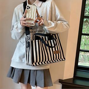 TEMU 트렌디 2025년 여성용 통근 가방, 넉넉한 캔버스 메신저 토트백 (핸드헬드 옵션 포함)