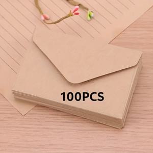 TEMU 100개 레트로 셀프 실링 크래프트 종이 봉투 - 미니 접착식 우편 봉투, 결혼식, 생일, 명함 및 초대장에 적합 - 빈티지 스테이셔너리, 결혼식, 파티, 일상 사용 (크래프트)