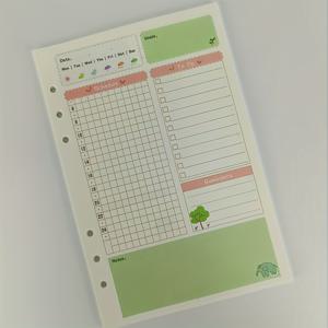 TEMU A5 6홀 바인더 만화 플래너 리필 - 목표 추적기, 할 일 목록 및 습관 양식이 있는 주간 및 월간 정리용 삽입물, 청소년을 위한 파스텔 디자인의 일일 생산성