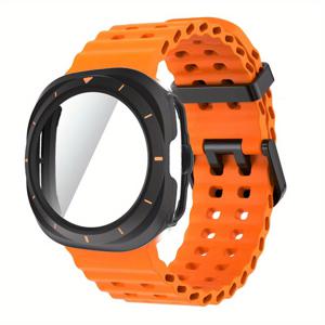 TEMU 삼성 7 울트라 47mm용 케이스 2개 및 스트랩 세트. 방수 실리콘 스포츠 밴드 포함, 교체용으로 사용 가능, 삼성 울트라와 호환