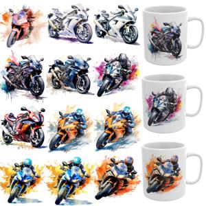 TEMU UV DTF 전사 용지 - 머그, 유리, 테이블, 의자, 컴퓨터에 적합한 디지털 UV DTF 컵 포장 12매, 고점도 UV DTF 전사 포장 (머그 포함 안됨)