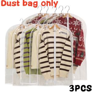 TEMU 지퍼가 달린 투명한 플라스틱 의류 가방 3개 세트 - 코트, 스커트, 셔츠 등을 위한 투명 옷장 보관함 - 가벼우면서도 내구성이 뛰어난 보호 슬리브로 쉽게 볼 수 있고 정리가 쉬운 옷 정리용
