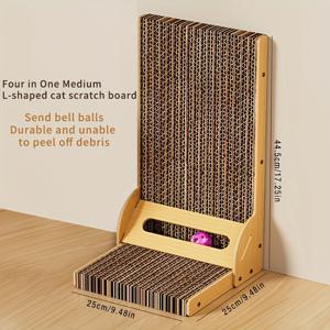 TEMU L자형 고양이 스크래칭 보드, 수직 고양이 스크래쳐, 대형, 내구성, 털 빠짐 방지, 스크래치 방지, 소파용 골판지 스크래칭 보드, 발톱 연마를 위해 설계된 집을 구원하는 제품