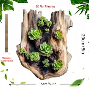 TEMU 2D 평면, 러스틱 인조 나무 벽 장식 - 리얼리스틱 다육식물 디자인, 2D 프린팅 나무 껍질 질감, 그린 식물 장식 - 홈, 오피스, 가든, 파티오용 - 식물 애호가를 위한 독특한 선물, 실내/야외 장식, 나무 장식, 가든 장식, 컨트리 스타일 장식, 인조 나무 플라크, 2D 평면