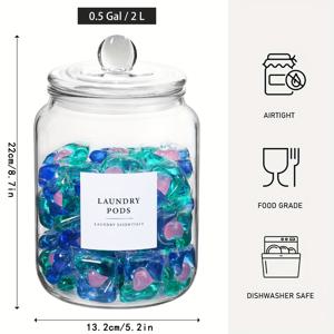 TEMU 1/4개입 반갤런 유리병 뚜껑 포함 - 뚜껑 및 라벨 & 1/4 스크루 포함 세탁실 정리 시스템, 세제 팩용 밀폐 용기, 향 보조 비즈 보관, 아크릴 드라이어 시트 홀더