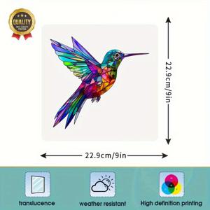 TEMU 1개 컬러풀 유리창 데칼, 화려한 벌새 디자인, 예술적인 태양 패턴 창문 스티커, RV 창문 필름, 홈 데코 유리 스티커, 재사용 가능한 정전기 부착, 접착제 없음, 9인치 RV 창문 데칼, 홈 및 RV 창문에 완벽, 예술적인 장식 선물, 선캐처, 스테인드글라스 데칼, 충돌 경고 아트 스티커