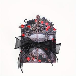 TEMU 블러디 로맨스, 다크 스타일 블랙 로즈 레드 로즈 입체 팝업 카드, 블랙 리본 포함, 핸드메이드 카드, 누구에게나 적합, 고딕 애호가를 위한 최고의 선택
