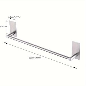 TEMU 스테인리스 스틸 타월 바 - 드릴 없는 벽걸이 욕실 랙, 모던한 욕실용 304 스테인리스 싱글 로드 타월 홀더, 디자인, 쉬운 설치