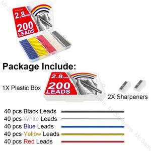 TEMU 목공용 2.8mm 롱팁 샤프기 심 100개/150개/200개, 깊은 구멍 표시, 기계도면, 금속 펀칭, 목공용 스크라이빙용, 컬러 샤프기 심