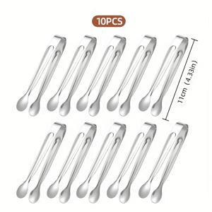 TEMU 10개 스테인리스 스틸 미니 서빙 집게, 내구성 있는 아이스 & 캔디 클립 - 티 파티 및 주방용, 우아한 미러 폴리쉬 디자인. 간식, 샐러드, 전채, 치즈, 얼음 조각, 뷔페, 바베큐, 결혼식에 이상적 – 식기세척기 안전 다목적 도구