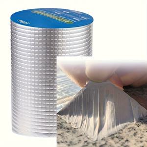 TEMU 고무 방수 실링 테이프 롤, 알루미늄 포일 누수 복구 테이프, 창문 및 금속 지붕, 콘크리트 균열에 적합, 플라스틱 젤 형태, 방수 배수 패치 테이프, 3.94인치 x 196.85인치.