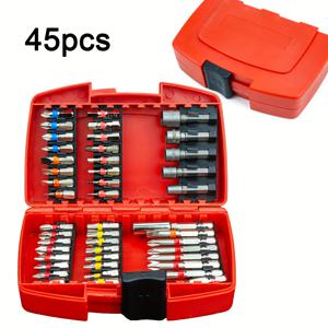 TEMU 45개 스크루드라이버 비트 세트, 임팩트 비트 세트, 안전 드릴 비트, 너트 드라이버, 별 비트, 슬롯 비트, 십자 비트, 사각 비트, 육각 비트, 소켓 공구 상자 JAS 포함