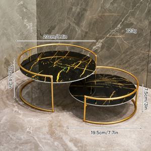 TEMU 2개 세트 욕실 트레이, 대형 + 소형 조합 모델, UV 베이스 플레이트, 금속 프레임, 욕실 카운터탑, 침실, 사무실, 기숙사용 데스크탑 수납 선반