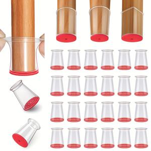 TEMU 24개 검정 의자 다리 보호 캡 - 스크래치 방지, 쉬운 슬라이드 가구 캡 (펠트 패드 포함), 소음 감소, 가정 및 사무실용 다기능, 의자 다리 바닥 보호대