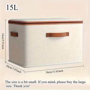 TEMU 접이식 린넨 수납 상자 (더블 지퍼 및 인조 가죽 손잡이 포함), 큰 용량 침대 밑 수납 바구니 (뚜껑 포함) - 옷, 침대 시트, 이사 가방 등에 적합 - 침실, 기숙사, 서재, 옷장, 세탁 바구니에 이상적