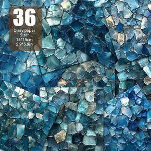 TEMU 36개 비반복 아이스 블루 실버리 유리 조각 스크랩북지, 선물 포장용 장식 종이, 잡다한 다이어리, 핸드메이드 추모 앨범, 레트로 다이어리 배경 카드 매트 배경 및 인사말 카드 제작 등에 적합한 재료지 5.9 * 5.9인치