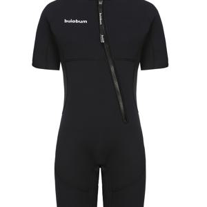 TEMU BUIOBUM 남성용 3mm 네오프렌 반팔, 단색 앞면 슬란트 지퍼 수영복 원피스 수영복 수상 스포츠 서핑 수영복|수영복|레쉬가드|남자반바지