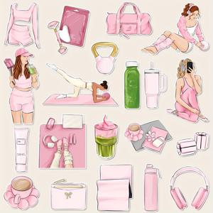 TEMU 요가 테마 스티커 세트, 플래너 스티커, 사무실 스티커, 우정 및 사랑 선물 스티커, 포장 스티커, 파티 스티커, 스크랩북 스티커, 책갈피, 백팩, 여행 가방, 물병, 노트북 스티커