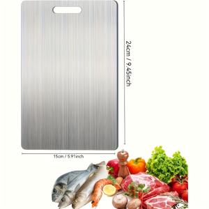 TEMU 1개 스테인리스 스틸 도마 | 튼튼하고 내구성이 뛰어나며 녹 방지 기능, 양면 사용 가능 (고기, 과일, 채소), 세척 용이, 다양한 크기로 제공, 가정 및 주방 사용에 적합