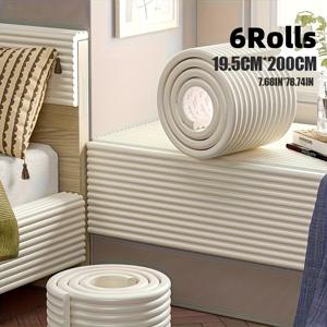 TEMU 6롤 (78.77x7.68인치) 두꺼운 업그레이드 자가 접착 충격 방지 스트립, 벽과 모서리용 필앤스틱 소프트 에지 보호기, 현대적 벽 스티커, 거실, 식탁 모서리, 침대 옆 DIY 맞춤 커팅, 현대적인 스티커,슬림 프로텍터,두꺼운 소재,반려동물 주인