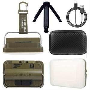 TEMU 캠핑 LED 조명, 6가지 조명 모드, 5000mAh 충전식 배터리, 야외 조명 (7-150시간 작동 시간), 자석 내장 USB 충전식 LED 캠핑 조명, 비상 SOS, 캠핑, 재난 대비, 야외 활동, 하이킹, 야간 낚시, 지진, 재난, 작업, , 비상 조명용|캠핑매트