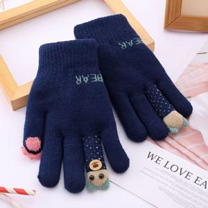 TEMU 부드럽고 포근한 어린이 겨울 손가락 장갑 - 100% 아크릴 올시즌 분리형 손가락 장갑, 곰과 하트 디자인 혼합 컬러 (4-12세 남아 및 여아용, 손세탁 전용)