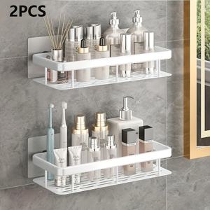 TEMU 2개 세트 욕실 선반, 벽걸이형 드릴 불필요 후크, 샤워 수납 상자, 공간 절약 샴푸 및 컨디셔너 정리함.