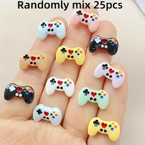 TEMU 25개 미니 게임 컨트롤러 레진 참 - 컬러풀 플랫백 DIY 공예 장식, 주얼리 만들기, 네일 아트, 스크랩북 액세서리, 비디오 게임 테마 레진 참, 키체인, 머리핀, 귀걸이, 폰 케이스 장식용