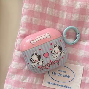 TEMU 퍼플 도트 패턴 + 라운드 링 이어폰 케이스, 애플 에어팟 프로 2/프로/3/2용, 여성 스타일리시 미니멀리스 이어폰 케이스