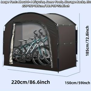 TEMU 넓고 편안한 야외 자전거 보관 텐트 - 튼튼한 헤비 듀티 옥스포드 소재, 차고, 정원, 파티오 및 캠핑 장비 정리를 위한 편리하고 설치가 용이한 보관 텐트 (블랙) 모델: 2025-1127Pcb|자전거