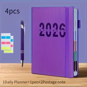 TEMU 2026년 월별 스케줄, 성인용 정리 캘린더, 자제력 체크리스트, 할 일 목록, 다이어리 노트북이 포함된 4권 플래너 세트|달력|달력|캘린더