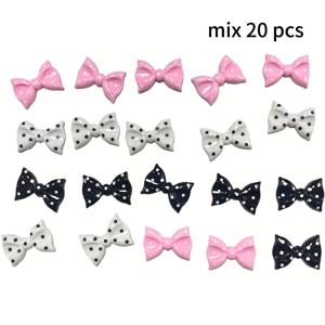 TEMU 20개 화이트 핑크 블랙 믹스 컬러 밝은 광택 도트 캔디 보우 레진 데코 참 액세서리 휴대폰 케이스 구멍 신발 버클 헤어핀 수납 상자 메이크업 거울 물병 DIY 재료 카와이 플랫 백 수공예